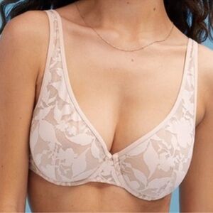 ThirdLove Unlined Foliage Perfect Coverage‎ Bra in Blush Peach color Sz 42F